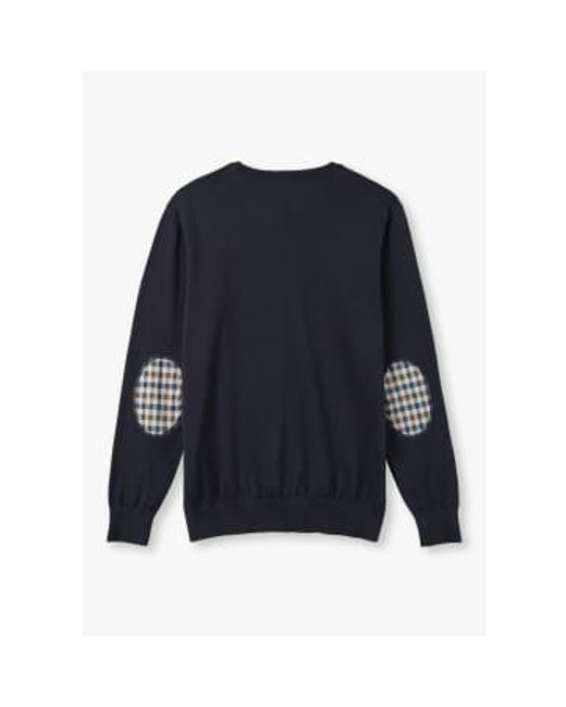 Aquascutum Blue S Active Check Sleeves Sweater for men