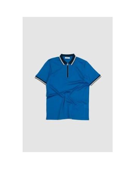 Polo zippé en coton scotland thread bleu/marine/écru Gran Sasso pour homme en coloris Blue