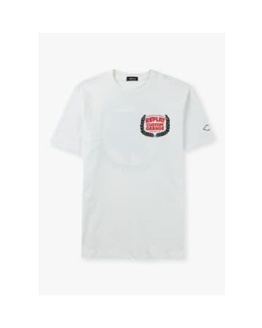 Replay White S Custom Garage Print T-shirt for men