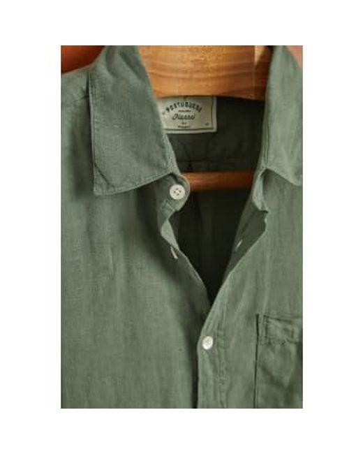 Dry Linen Shirt 1 di Portuguese Flannel in Green da Uomo