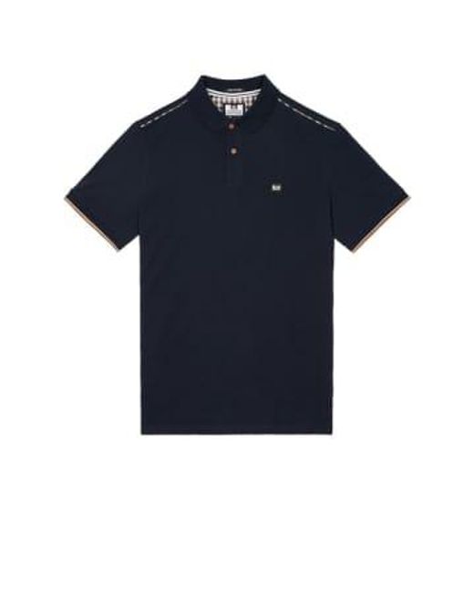Weekend Offender Blue Sakai Polo With Nylon Check Piping for men