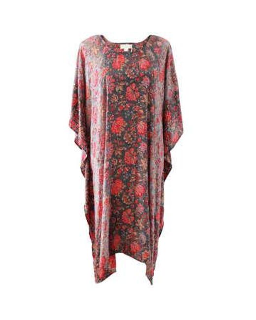 Paloma And Grey Exotic Floral Kaftan di Powell Craft in Red
