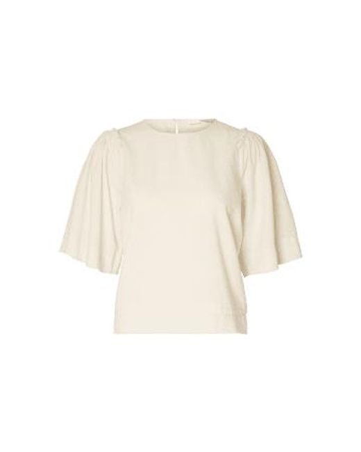SELECTED Natural Hillie 2/4 Linen Top Snow 36