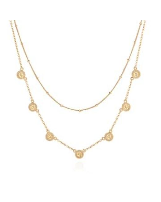 Anna Beck Metallic Double Chain Disc Necklace Plated