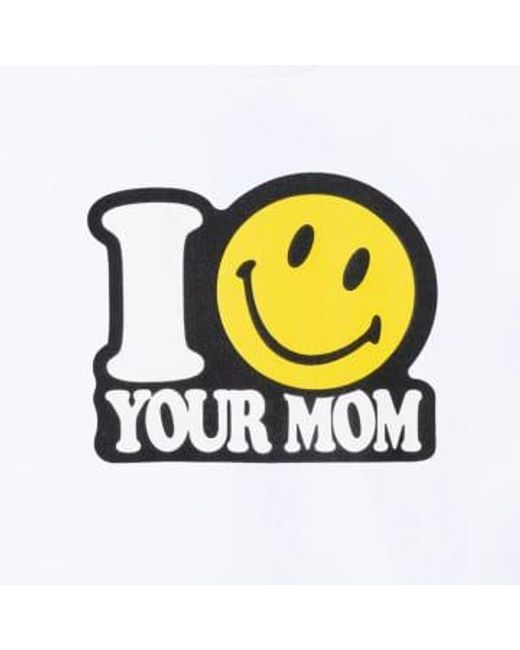 Market White Smiley Your Mom T-shirt Medium for men