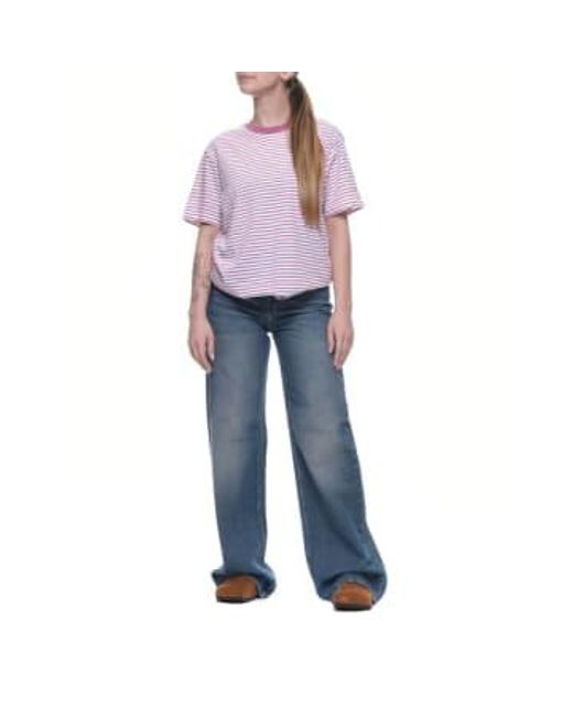 T-shirt femme i031627 magenta blanc Carhartt en coloris Purple