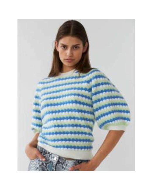 Stella Nova Blue Wave Stripe Sweater Green Xs