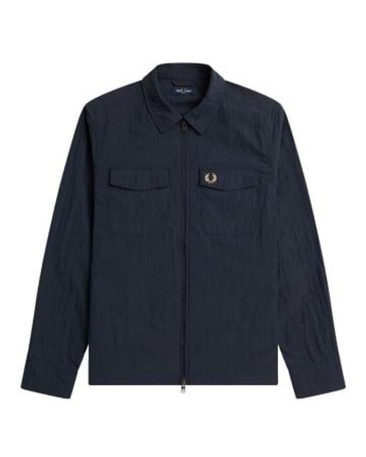 Fred Perry Blue Zip Overshirt for men