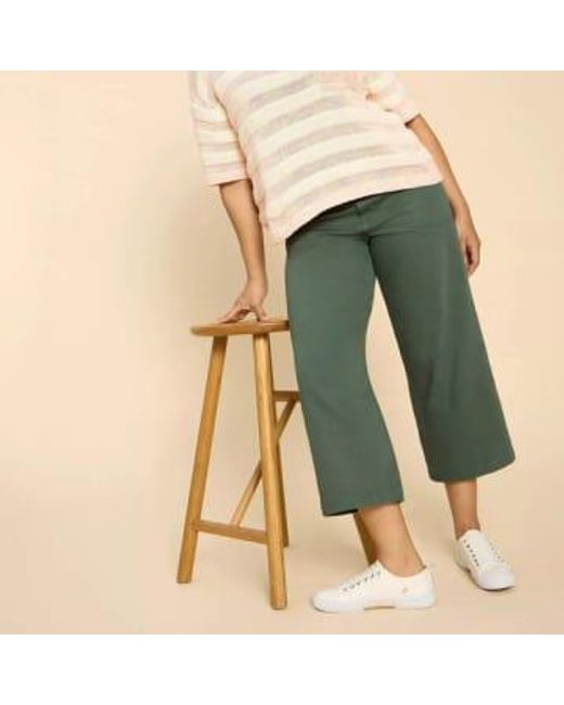 White Stuff Tia Wide Leg Cropped Jeans Mid Green Uk 12 / Us 8