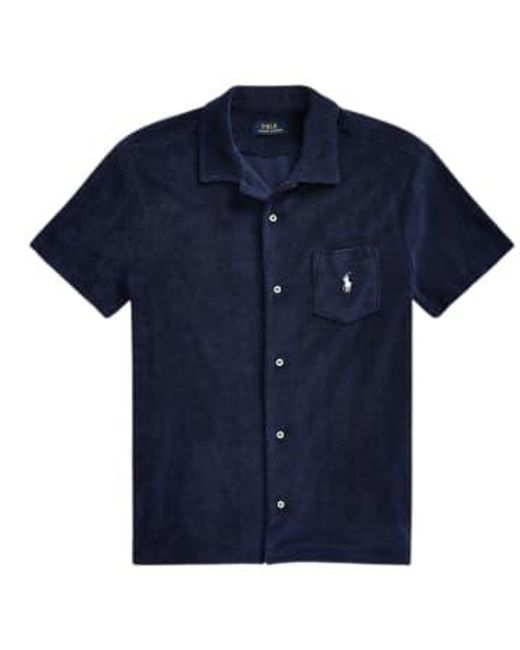 Menswear Terry Cotton Short Sleeve Shirt di Ralph Lauren in Blue da Uomo