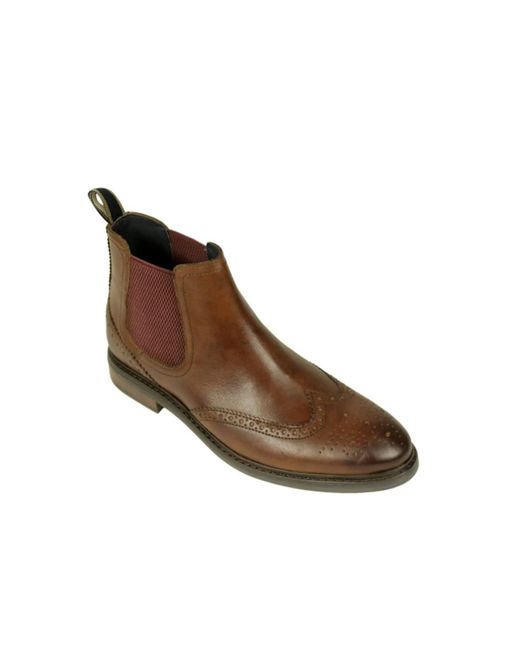 Front Brown Henderson Brogue Chelsea Boots for men