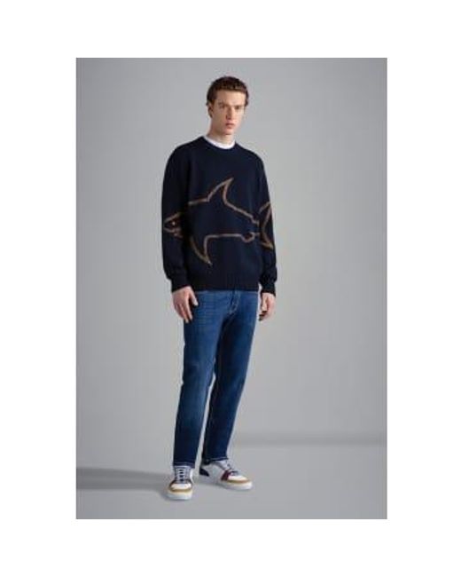 Paul & Shark Blue Cool Touch Knitted Sweatshirt Medium for men