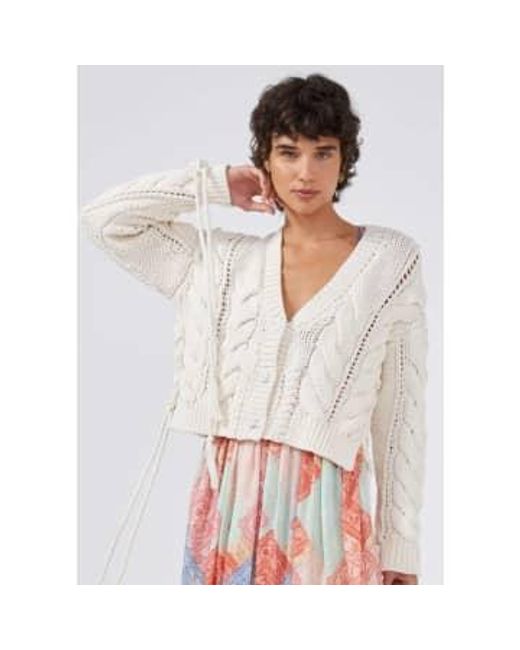 Hayley Menzies White Hayley Zies Cotton Cable Lace Up Cardigan