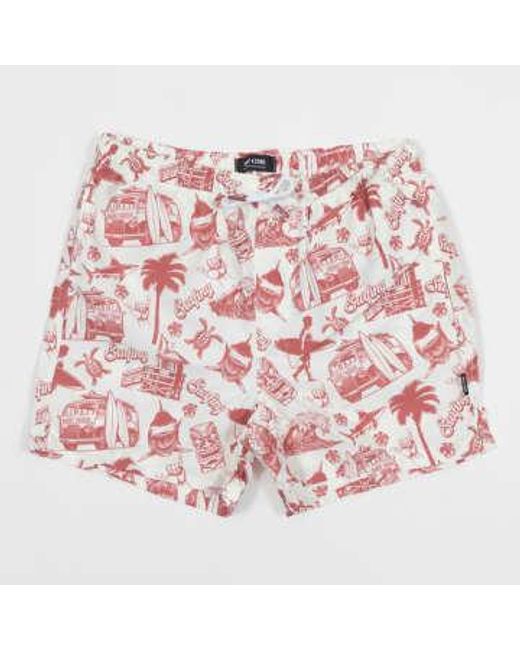 Only & Sons Nur & sons graphic swim shorts in rot & creme in Red für Herren