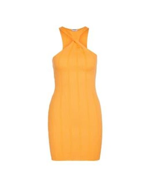 Noisy May Orange Laut kann sich vorderen Neckholder -Kleid verdrehen