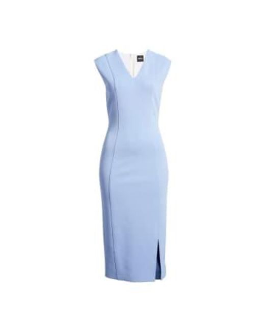 Boss Blue Dukeva 1 Fitted Back Zip Scuba Midi Dress Size: 12, Col: