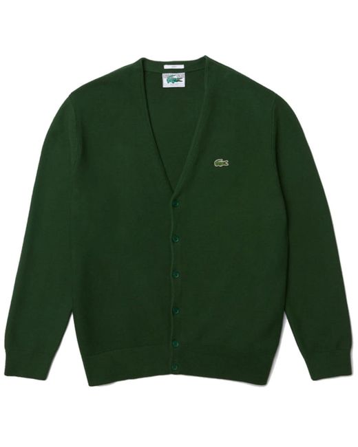 Lacoste Unisex New Classic Buttoned Cotton Blend Cardigan Green 132