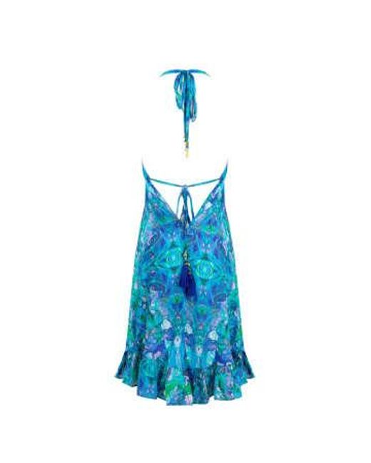 Sophia Alexia Blue Turquoise Glow Mini Ibiza Dress One Size