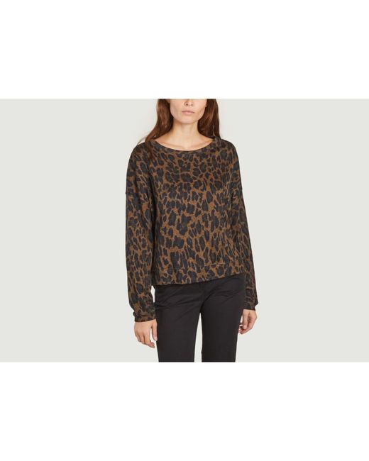 Majestic Filatures Leopard Long Sleeve Sweatshirt in Brown | Lyst