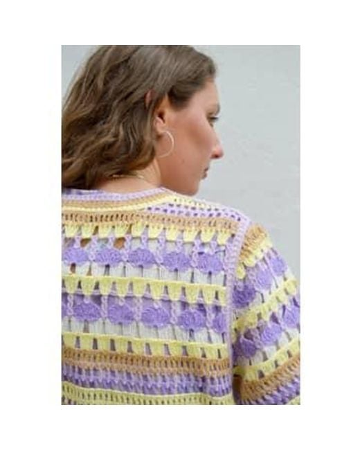Yerse Gray Multicolour Crochet Sweater S