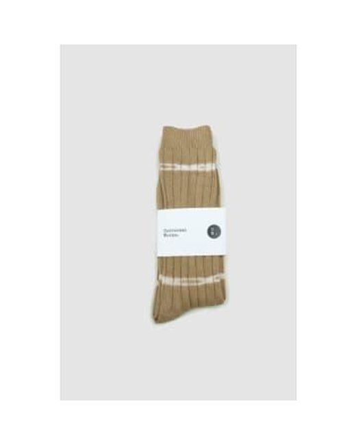 Universal Works White Tie Dye Socks Dark Sand Knit M for men