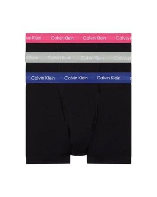 Calvin Klein Black Cotton Stretch Trunks Hideaway /griffin/wild Flowers Small for men