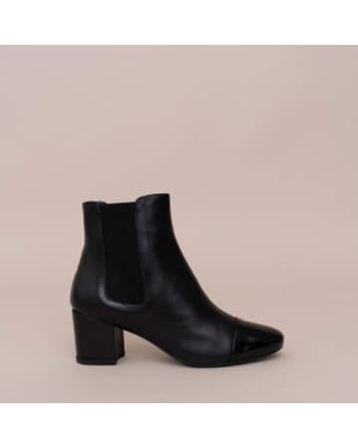 Mint & Rose Black Louise Charol Ankle Boots