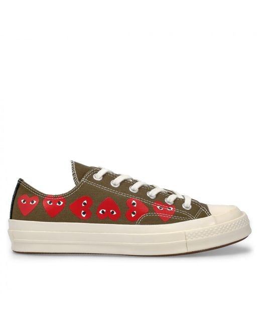 Zapatilla baja Chuck Taylor Play Converse All Star 70 algodón con corazón rojo multicolor caqui Comme des Garçons de hombre