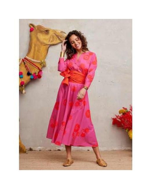 Nimo With Love Azurite Dress Flower Embroidery On Pink Size Large