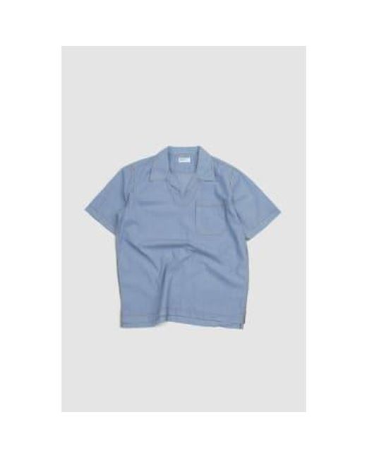 Universal Works Blue Overhead Shirt Navy/white Poplin Stripe S for men