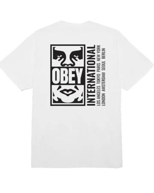 T-shirt classique divisé icône Obey pour homme en coloris Black