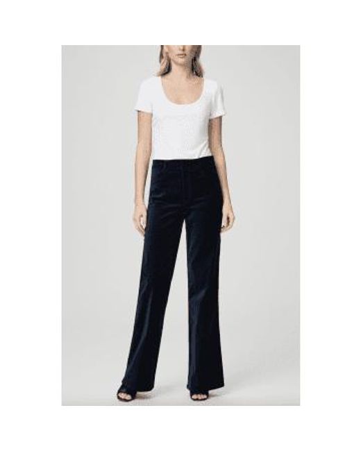 PAIGE Blue Clean Front Leenah Trousers Deep Navy 25