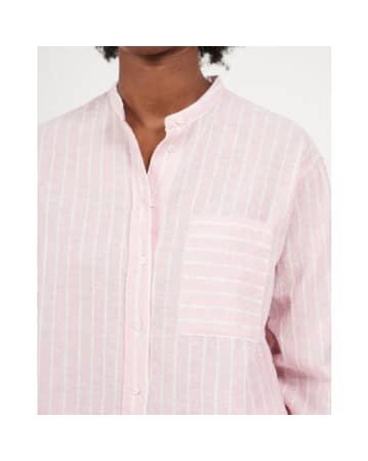Hartford Pink Connor Linen Stripe Shirt