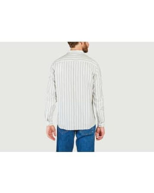 Homecore White Pala Malaga Shirt Italian Collar Cotton Striped Ecru S for men