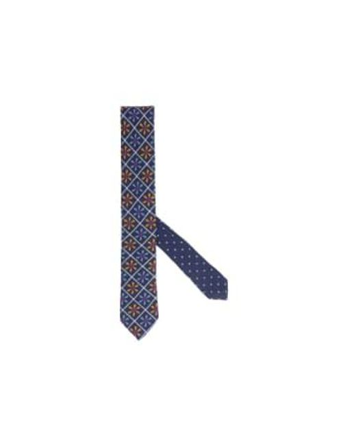 40 Colori Blue Propeller Printed And Silk Tie Handmade In Italy for men