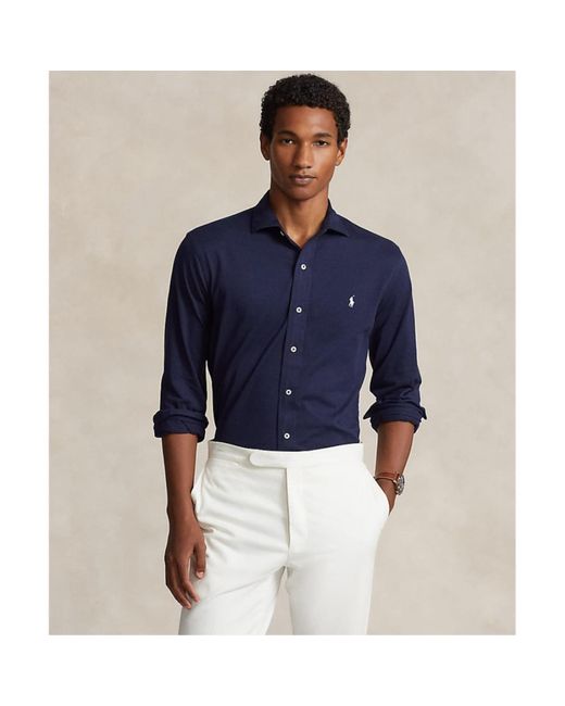 Ralph Lauren Cotton Jersey Shirt in Blue for Men | Lyst