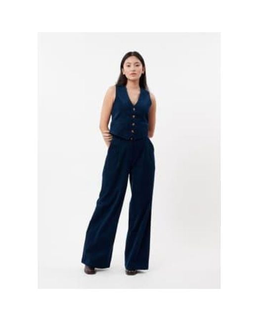 FRNCH Blue Philo Fine Corduroy High Waisted Wide Leg Trouser