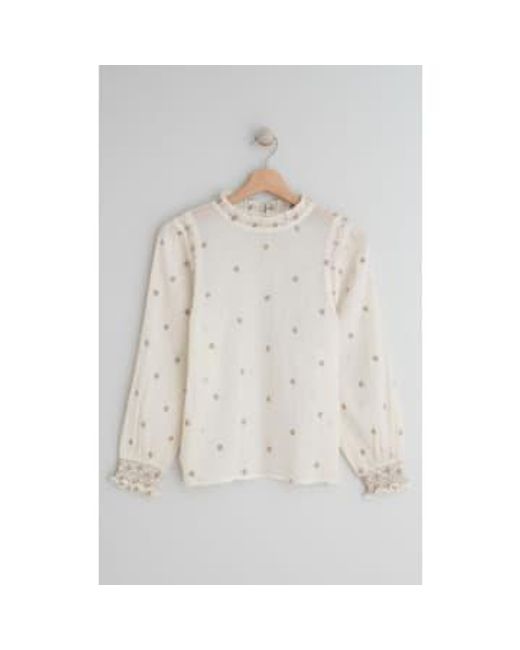 Indi & Cold White All Over Embroidered Top Cream Xs