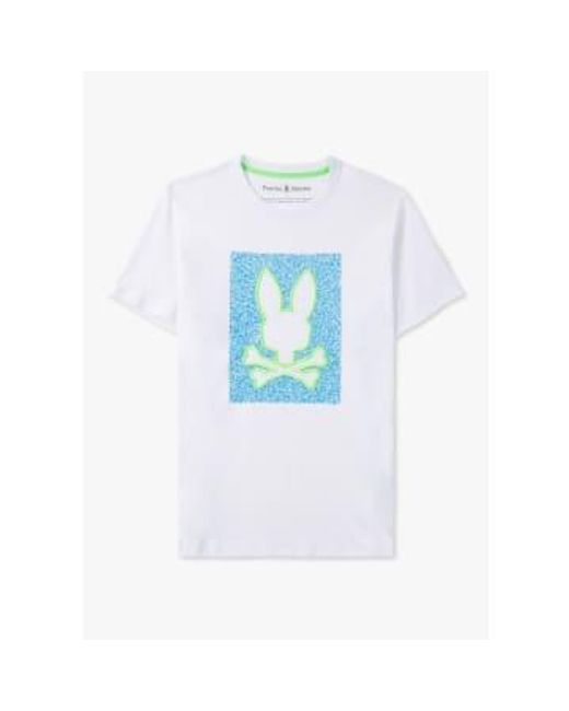 Psycho Bunny Herren livingston grafisches t-shirt in weiß in Blue für Herren