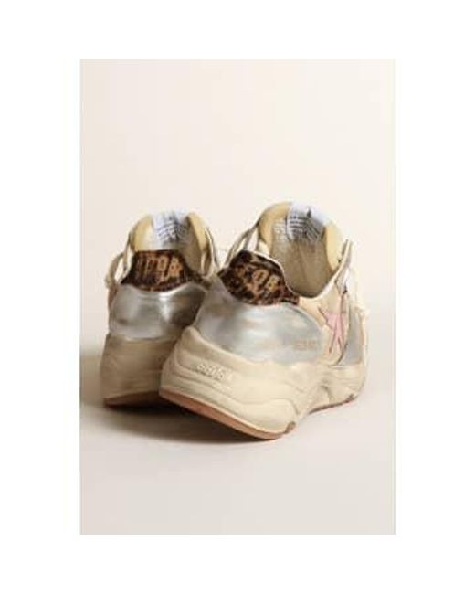 Golden Goose Deluxe Brand Natural Golden Goose Running Sole Nylon And Laminated Upper And Spur Net Toe Box Leather Star Leo Horsy Heel