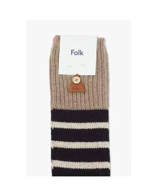 Folk Black S Stripe Sock for men