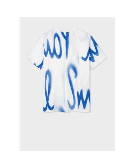 T-shirt en coton blanc à imprimé 'spray' Paul Smith pour homme en coloris Blue