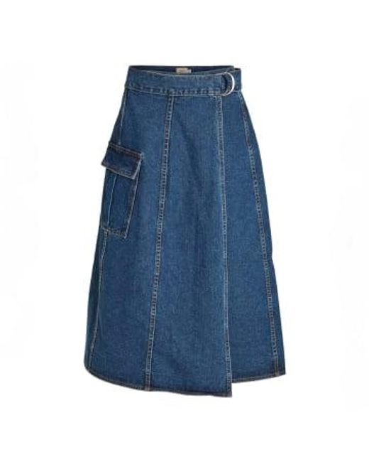 Vila Blue High-waist Denim Wrap Skirt 34
