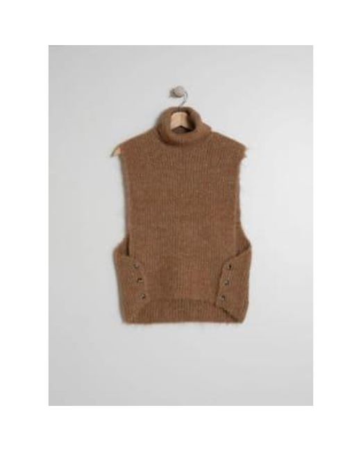 Indi & Cold Brown Camel Knitted Vest Xs