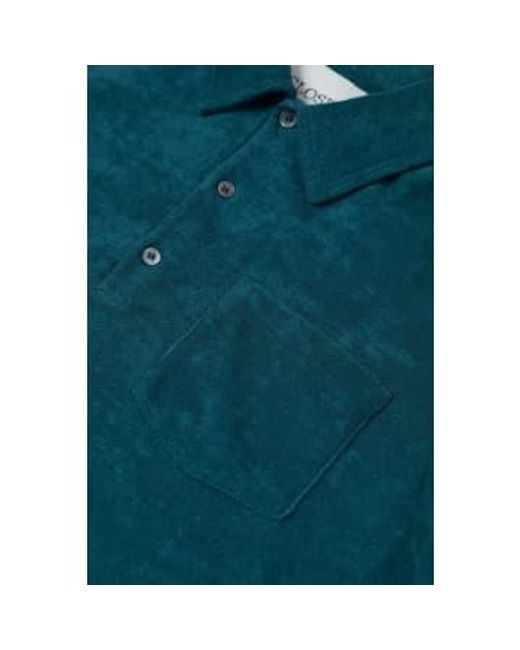 Closed Green Polo Eponge Coton Bleu Midnight Lake S for men