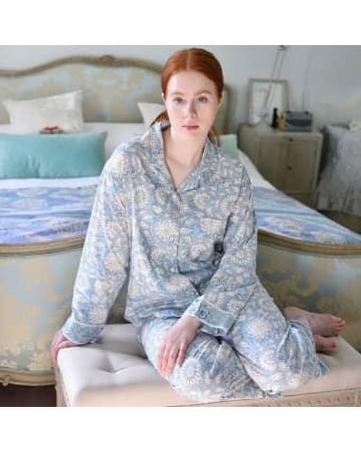 Bloqueo pijama algodón maíz azul impreso Powell Craft de color Gray