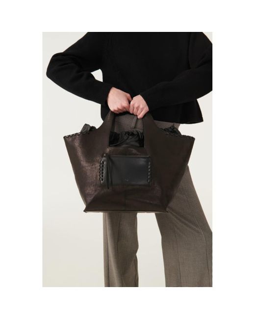 Ba&sh Black Leather Ophelia Tote Bag