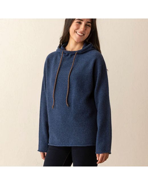 ERIBE Knitwear Blue Corry Hoody Lambswool Sweater