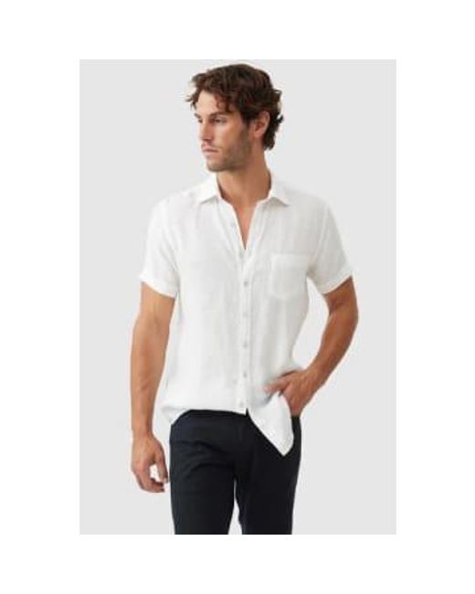 Rodd And Gunn Palm Beach Short Sleeve Linen Shirt In Snow Lp6266 di Rodd & Gunn in White da Uomo