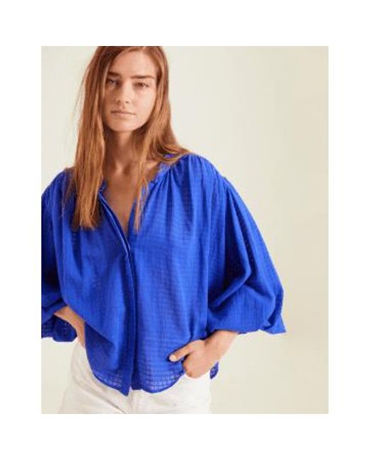 Sacre Coeur Blue Lena Blouson Sleeve Shirt Check L